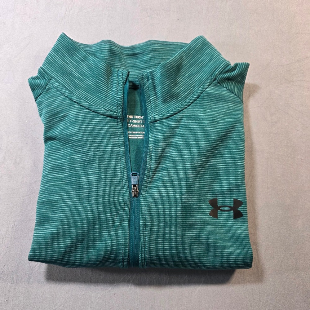 Under Armour Womens XL Teal Green Space Dye Tech 1/4 Zip Pullover Training Top